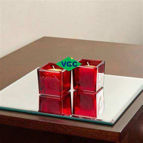 Square Beveled Mirror Candle Plate